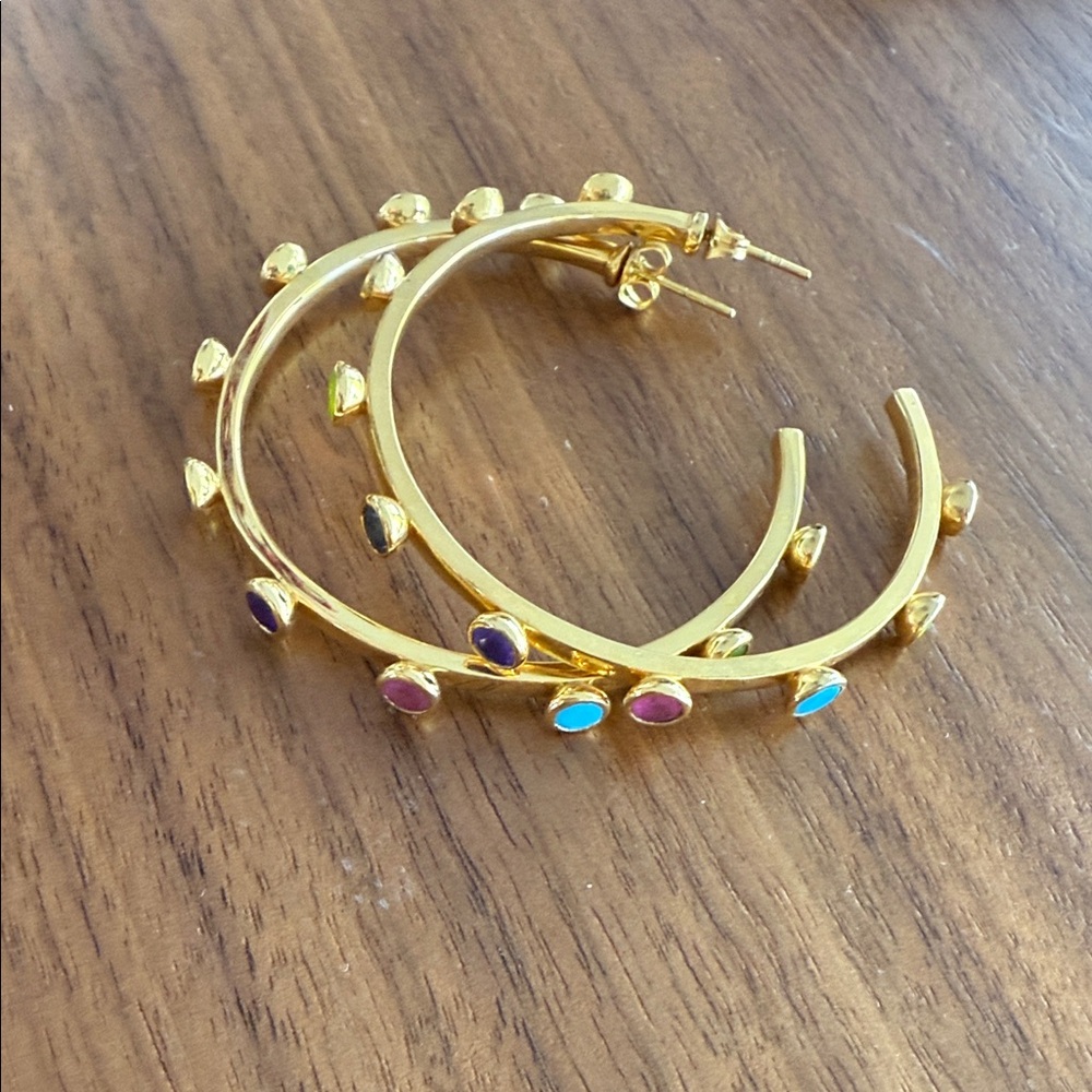 Missoma Gold Hoop Earrings with Multicolor Stones